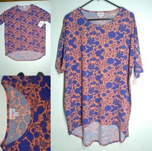 LuLaRoe Irma Tunic Top Size M Pink & Blue Floral